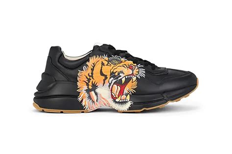 gucci sneakers tigre|gucci rhyton leather sneakers.